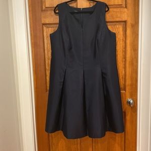 Talbots silk navy sleeveless dress.
